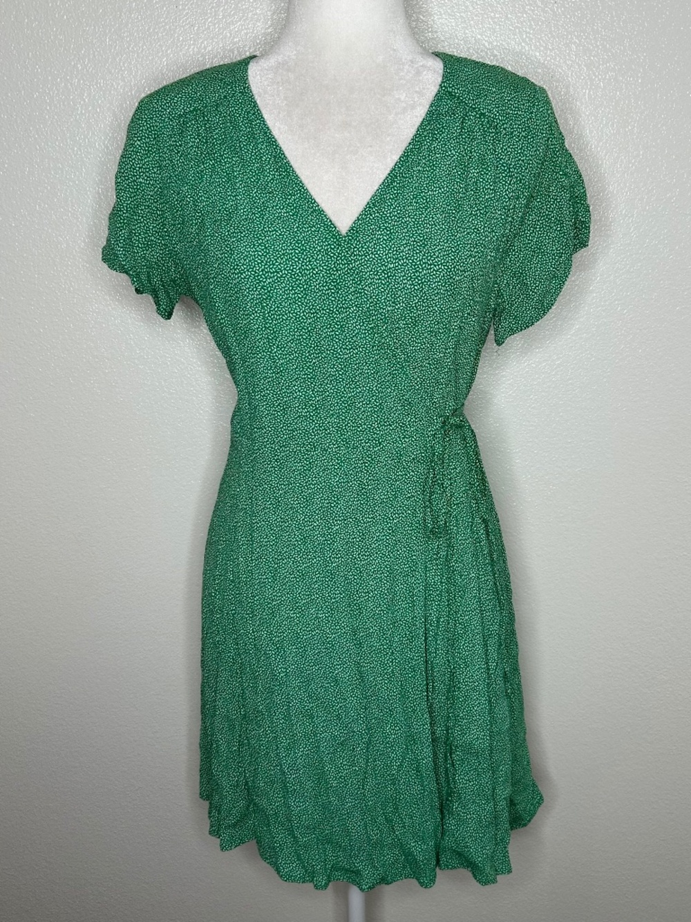 Los Angeles Atelier & Other Stories Womens Green Pattern Wrap Mini Dress Size 6
